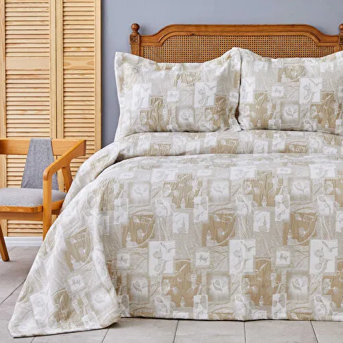Karaca Home İstanbul Bej Çift Kişilik Yatak Örtüsü