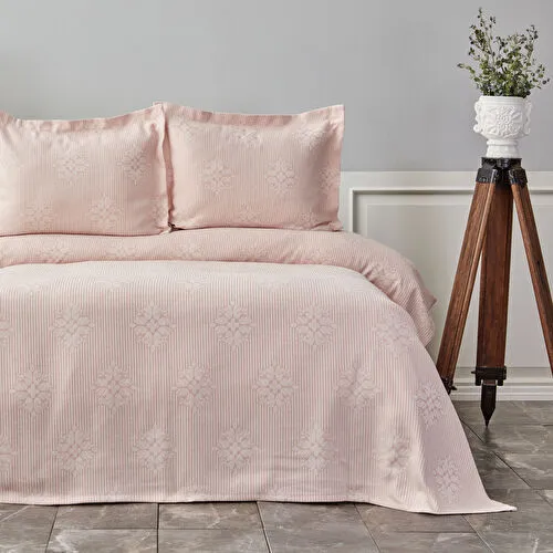 Karaca Home Almada Pudra Çift Kişilik Yatak Örtüsü Seti