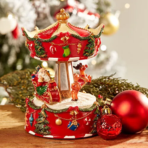 Karaca Home New Year Yılbaşı Carousel Müzikli Obje 15 cm