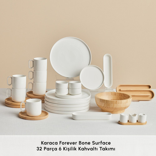 Karaca Forever Bone Surface 32 Parça 6 Kişilik Kahvaltı Takımı