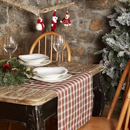 Karaca Home Woodland Ekose Runner Kırmızı