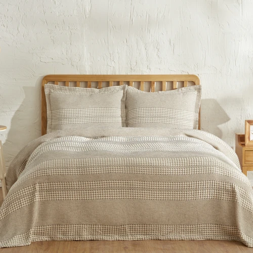 Karaca Home Naturel Line İndigo Bej Stonewash Çift Kişilik Yatak Örtüsü