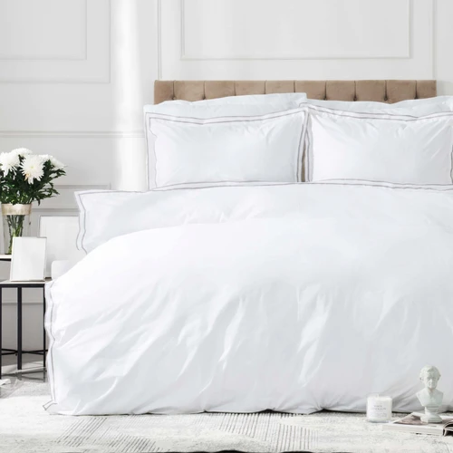 Karaca Home White Collection Victorie  Percale Çift Kişilik Nevresim Takımı Pikolu Gri