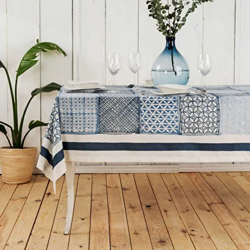 Karaca Home Castore Mavi Baskılı Masa Örtüsü 150x240 cm