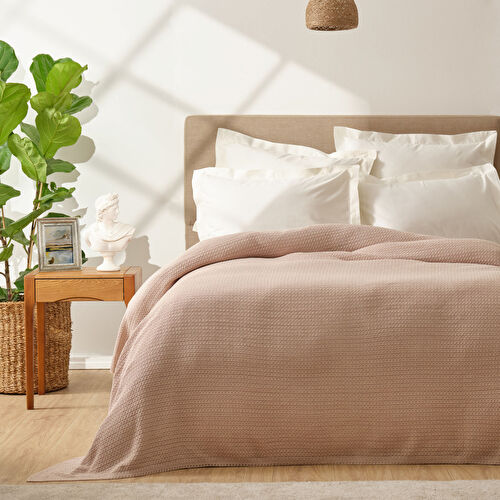 Karaca Home Back To Basic Koyu Pudra Çift Kişilik Örgü Battaniye