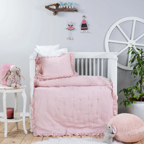 Karaca Home Royale Blush %100 Pamuk Müslin Nakışlı Private Bebek Yorgan Seti