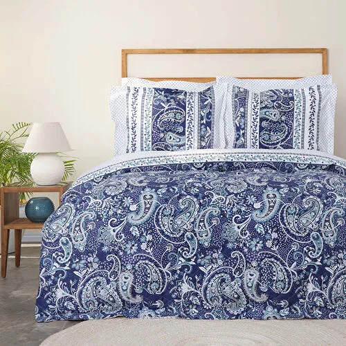 Karaca Home Serena Mavi %100 Pamuk Çift Kişilik Complete Takım