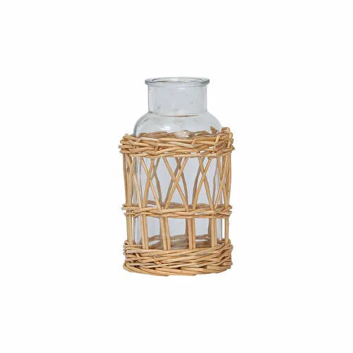 Karaca Home Melanie Hasırlı Cam Vazo 20 cm
