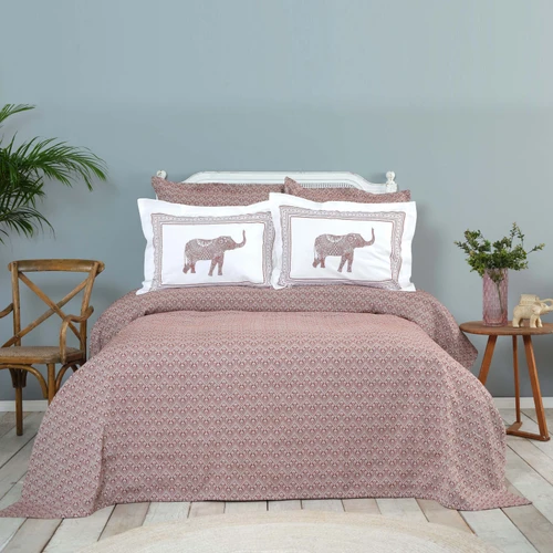 Karaca Home Somes Terracota Çift Kişilik Yatak Örtüsü Takımı ve Çarşaf Set