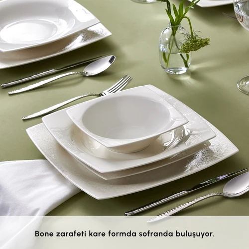 Karaca Square Bone Flava 24 Parça 6 Kişilik Yemek Takımı
