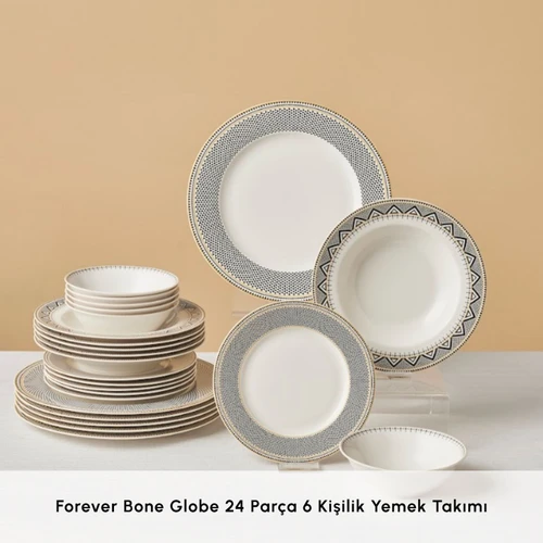 Karaca Forever Bone Globe 24 Parça 6 Kişilik Yemek Takımı