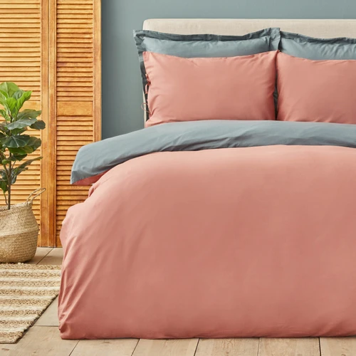 Karaca Home Basic Petrol-Terecota Çift Taraflı Çift Kişilik Nevresim Takımı