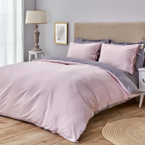 Karaca Home Basic Koyu Gri-Gül Kurusu Çift Taraflı Tek Kişilik Nevresim Takımı