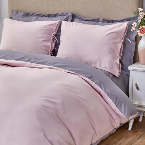 Karaca Home Basic Koyu Gri-Gül Kurusu Çift Taraflı Tek Kişilik Nevresim Takımı