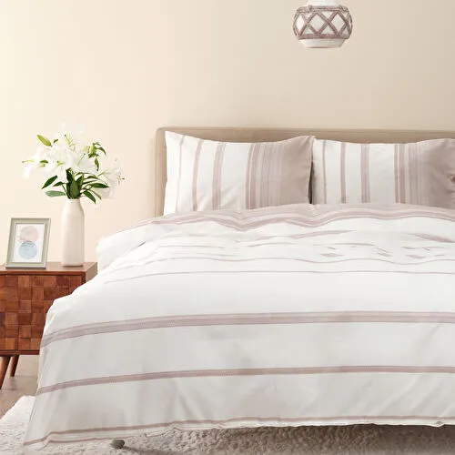 Karaca Home Vetro Bej Çift Kişilik İpliği Boyalı Nevresim Takımı