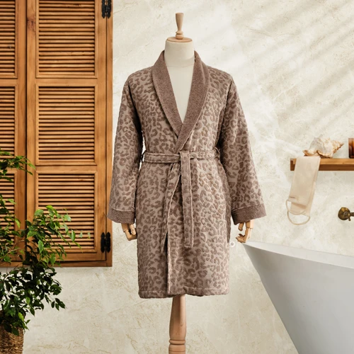 Karaca Home Leopar Kahve %100 Pamuk Bornoz S/M 