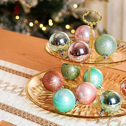 Karaca Home Minty Pinky 12 Parça Ağaç Süsü Seti 
