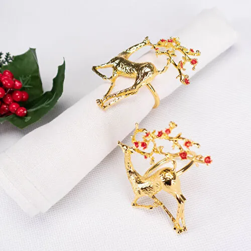 Karaca Home Flowery Deer Gold 2'li Peçete Yüzüğü 