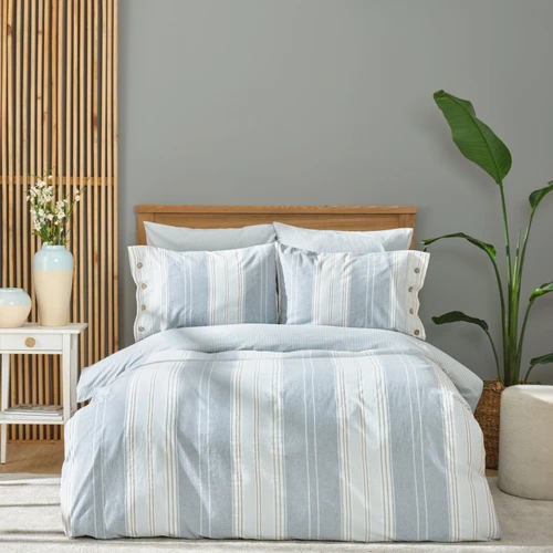 Karaca Home Palma Indigo Tek Kişilik İpliği Boyalı Nevresim Takımı