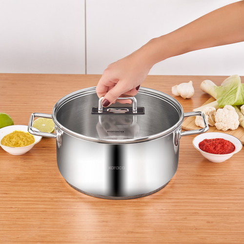 Karaca Grace İndüksiyon Tabanlı Çelik Tencere 24 cm 5,5 Lt