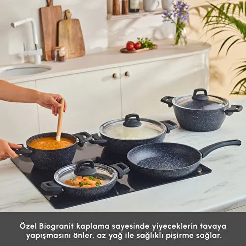 Karaca Biogranit Blue Stone 9 Parça Tencere Seti