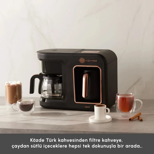 Karaca Hatır Plus 5 in 1 Essential Közde ve Sütlü Türk Kahvesi ve Filtre Kahve Makinesi Black Copper