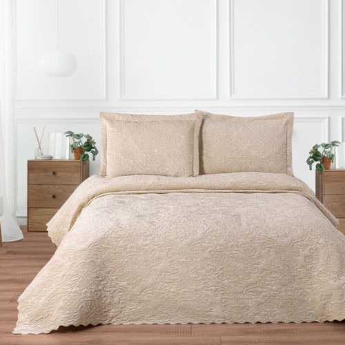 Karaca Home Nilah Gold Kadife Çift Kişilik Yatak Örtüsü