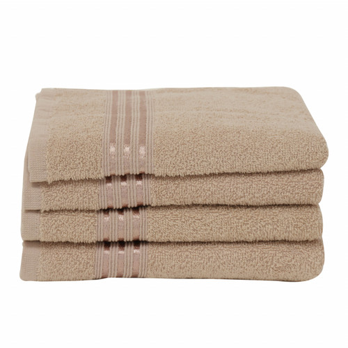 Karaca Home Stripe 4 Lü Yüz Havlusu Seti 50x90 cm Bej