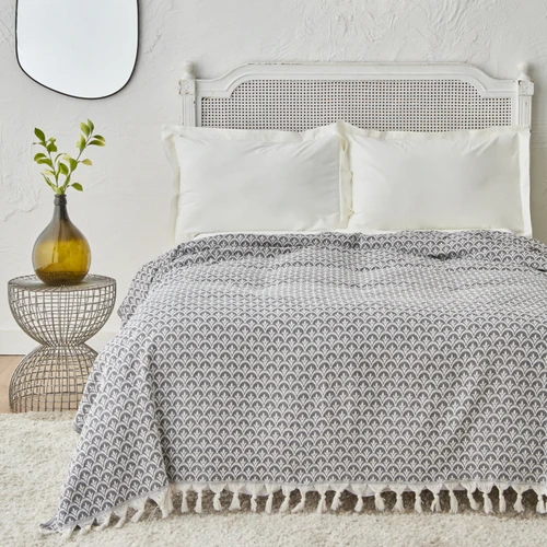 Karaca Home Cordoba Tek Kişilik Pike Yatak Örtüsü 160x230 cm Antrasit