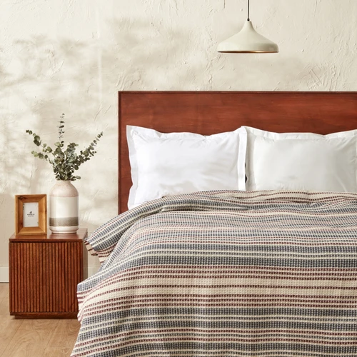 Karaca Home Flow Çizgili Çift Kişilik Waffle Pike 200x230 cm İndigo