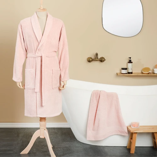 Karaca Home Oliva Pudra %100 Pamuk Bornoz Seti L/XL