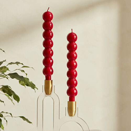 Karaca Home Buble 2li Şamdan Mumu Kırmızı