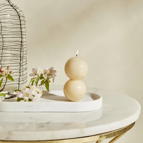 Karaca Home Buble 2li Şekilli Mum Krem