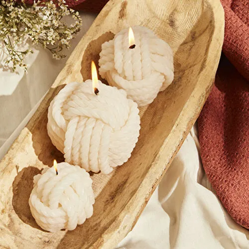 Karaca Home Rope Mum 8 cm Krem