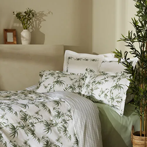 Karaca Home Doğasever Grove Bambu %100 Pamuk Çift Kişilik Nevresim Takımı Yeşil 