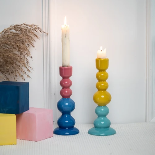Karaca Home Fusion Dekoratif Şamdan Sarı Yeşil
