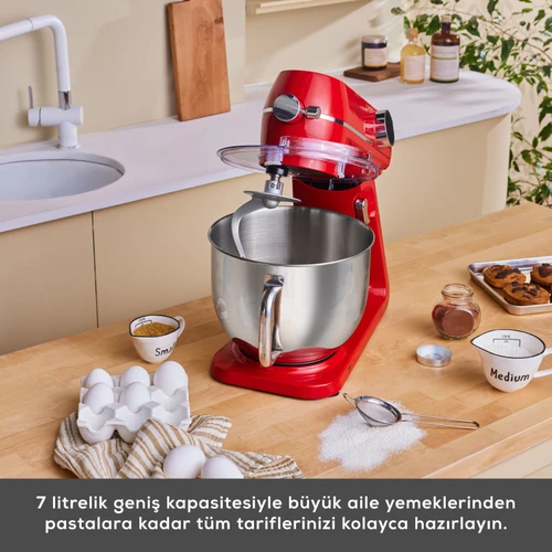 Karaca Multichef Artisan Digital Ekran 7 Litre Döküm Stand Mikser Kırmızı 1800W