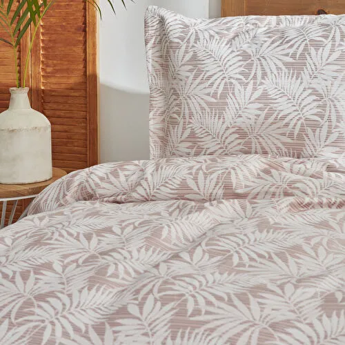 Karaca Home Plant Çift Kişilik Yatak Örtüsü Pudra