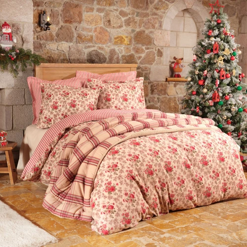 Karaca Home Luis Kırmızı %100 Pamuk Flanel Çift Kişilik Nevresim Takımı 
