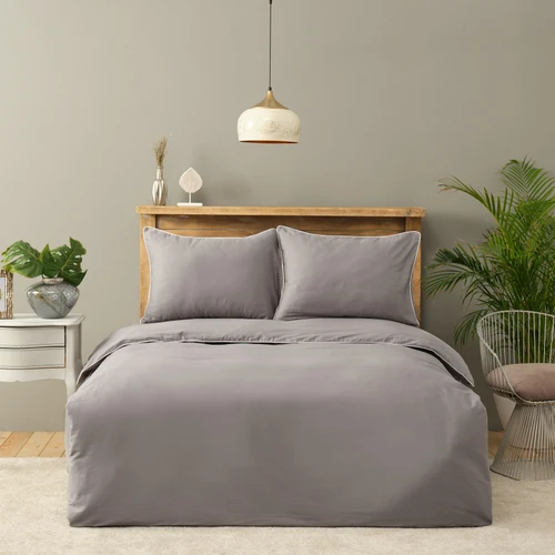 Karaca Home Gri Offwhite Biyeli %100 Pamuk Saten Çift Kişilik Nevresim Takımı