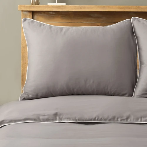 Karaca Home Gri Offwhite Biyeli %100 Pamuk Saten Çift Kişilik Nevresim Takımı