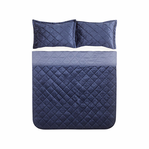 Karaca Home Plain Çift Kişilik Kapitone Yatak Örtüsü Indigo