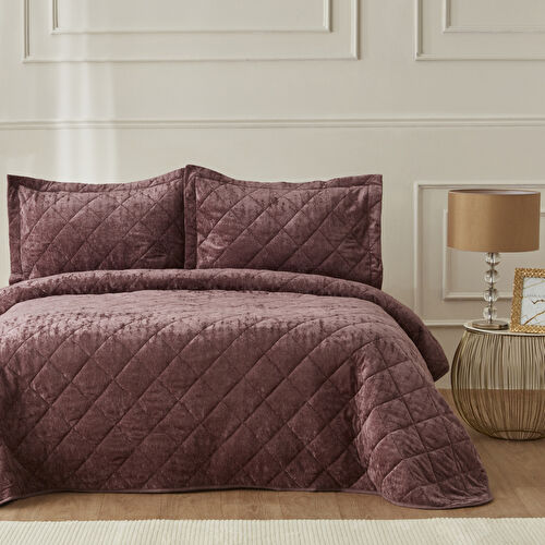 Karaca Home Plain Çift Kişilik Kapitone Yatak Örtüsü Gül Kurusu