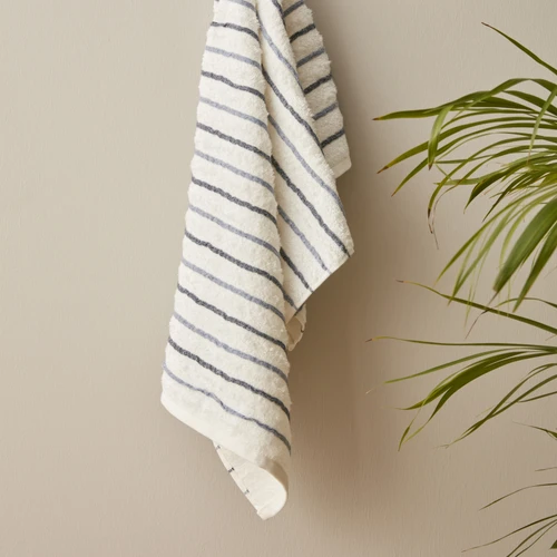 Karaca Home Denim Blue Striped​​​​​​​ %100 Pamuk Yüz Havlusu 50x90 cm Beyaz