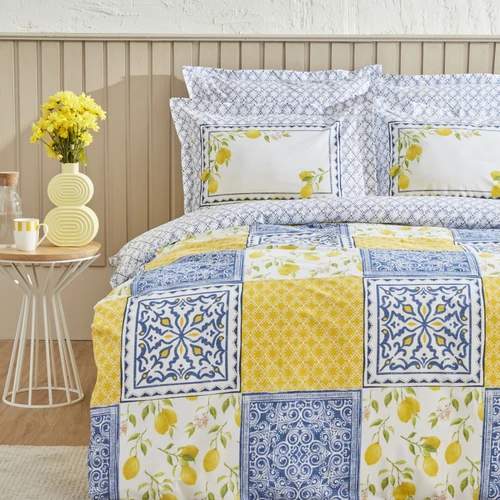 Karaca Home Addie %100 Pamuk Çift Kişilik Nevresim Takımı Sarı