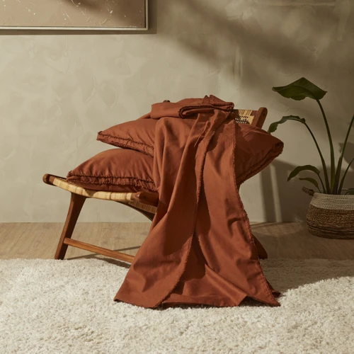 Karaca Home  Pollen Keten Çift Kişilik Nevresim Takımı Terracotta