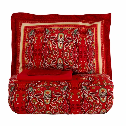 Karaca Home Dora %100 Pamuk Çift Kişilik Kumaş Saten Nevresim Takımı Kırmızı 