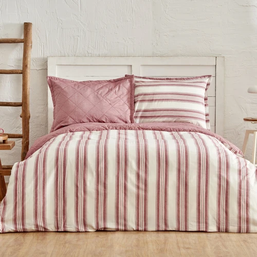 Karaca Home Dora Bordo İpliği Boyalı Kapitoneli Çift Kişilik Dört Mevsim Nevresim Takımı Complete Set