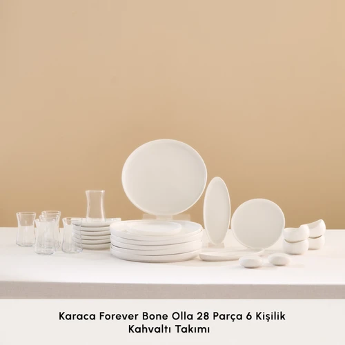 Karaca Forever Bone Olla 28 Parça 6 Kişilik Kahvaltı Takımı