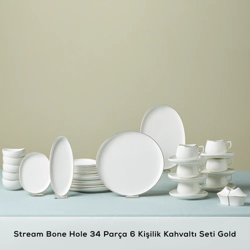 Karaca Stream Bone Hole 34 Parça 6 Kişilik Kahvaltı Takımı Gold